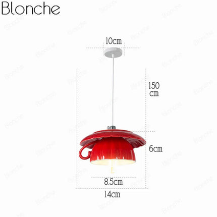 Suspension décorative en céramique avec motif tasse de thé et théière — LZ4P9XJ2