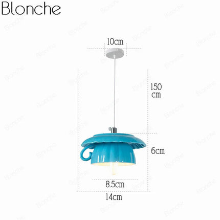 Suspension décorative en céramique avec motif tasse de thé et théière — LZ4P9XJ2