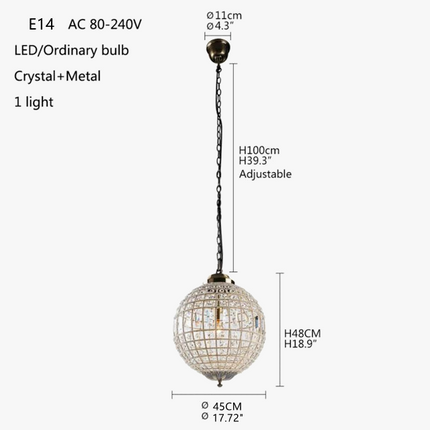 Suspension en cristal K9 style médiéval français pour décoration intérieure — LZ4X9M