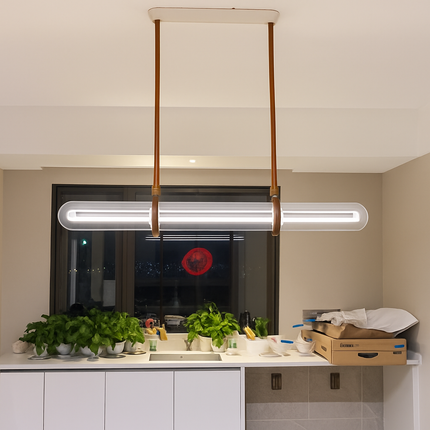 Suspension LED design minimaliste en cuir et verre — LZ4X9T2