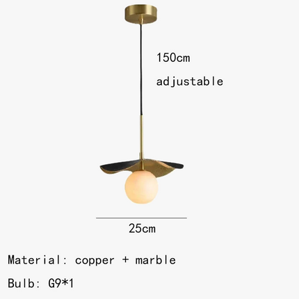 Suspension en cuivre avec sphère en marbre naturel — LZ4XJ9