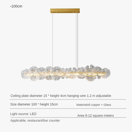 suspension en cuivre avec luminaire en verre artistique haut de gamme