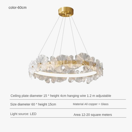 suspension en cuivre avec luminaire en verre artistique haut de gamme