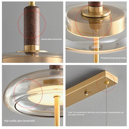 Suspension nordique en laiton et noyer au design luxueux — LZ4P9XQ
