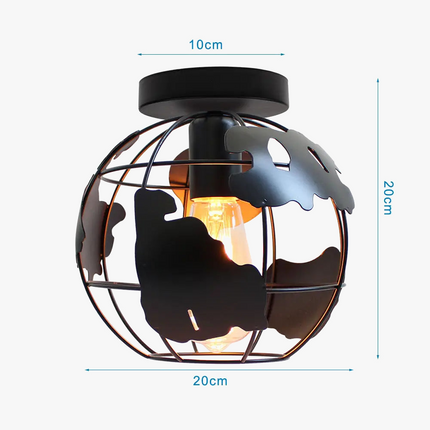 Suspension métal avec abat-jour globe style industriel moderne — LZ4X9T