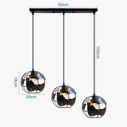 Suspension métal avec abat-jour globe style industriel moderne — LZ4X9T