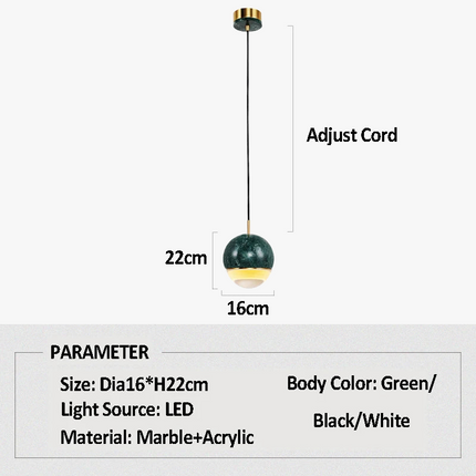 Suspension LED en marbre style nordique pour intérieur moderne — LZ4P9XQ