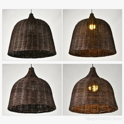Suspension en rotin et bambou style asiatique rustique pour intérieur — LZ4X9M