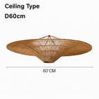 Lustre-D60cm / Rotin marron / Lumière chaude 3000K