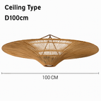 Lustre-D100cm / Rotin marron / Lumière chaude 3000K