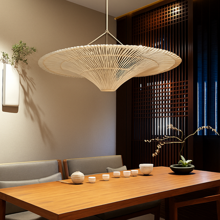 Suspension en rotin style japonais Wabi Sabi — LZ4P7XQ