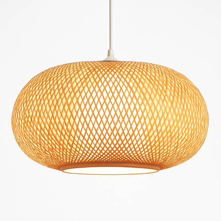 Suspension en rotin LED avec abat-jour arrondi