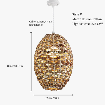 Suspension rotin style wabi sabi pour décoration moderne — LZ4X9T
