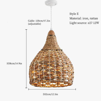 Suspension rotin style wabi sabi pour décoration moderne — LZ4X9T