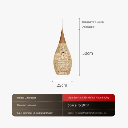 Suspension en rotin tressé style japonais pour restaurant silencieux — LZ4X9P2Q