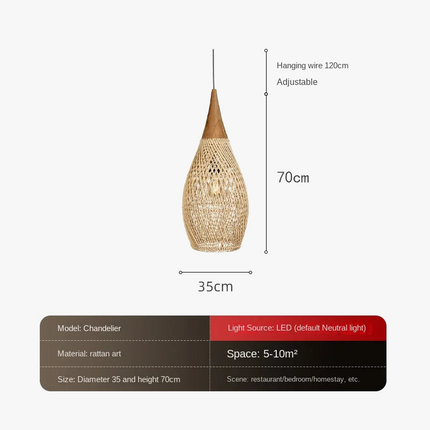 Suspension en rotin tressé style japonais pour restaurant silencieux — LZ4X9P2Q