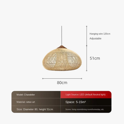 Suspension en rotin tressé style japonais pour restaurant silencieux — LZ4X9P2Q
