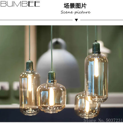 Suspension en verre avec détail marbre au design industriel élégant — LZ4X9B2