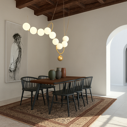 Suspension en verre blanc forme haricot magique pour intérieur élégant — LZ4X9M