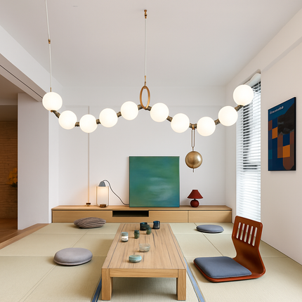 Suspension en verre blanc forme haricot magique pour intérieur élégant — LZ4X9M