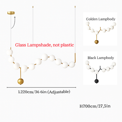 Suspension en verre blanc forme haricot magique pour intérieur élégant — LZ4X9M