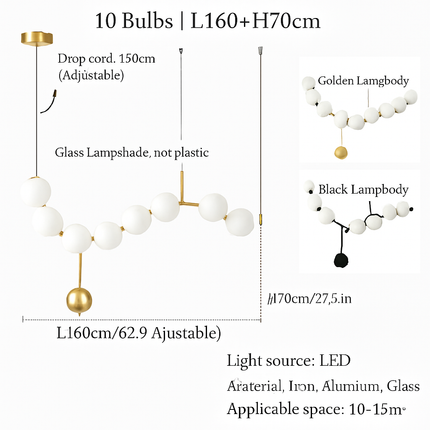 Suspension en verre blanc forme haricot magique pour intérieur élégant — LZ4X9M