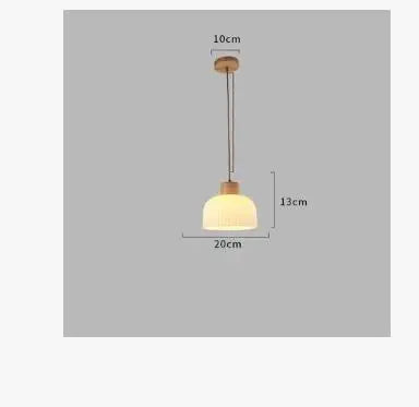 Suspension en verre blanc style japonais avec bois pour salon et salle à manger — LZ4X9T1
