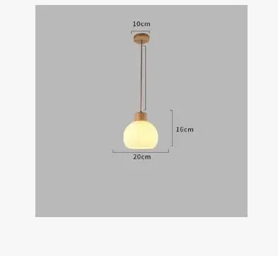 Suspension en verre blanc style japonais avec bois pour salon et salle à manger — LZ4X9T1