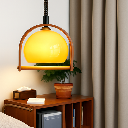 Suspension réglable en verre et bois foncé — LZ4X9T