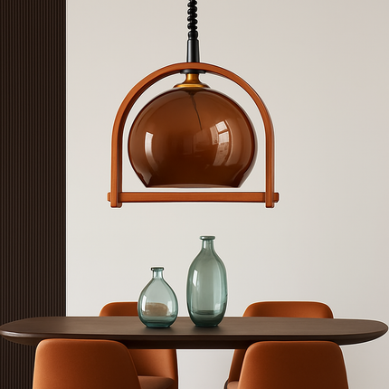 Suspension réglable en verre et bois foncé — LZ4X9T