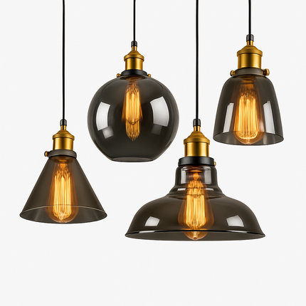 Suspension en verre fumé au style vintage — LZ4Q7X9