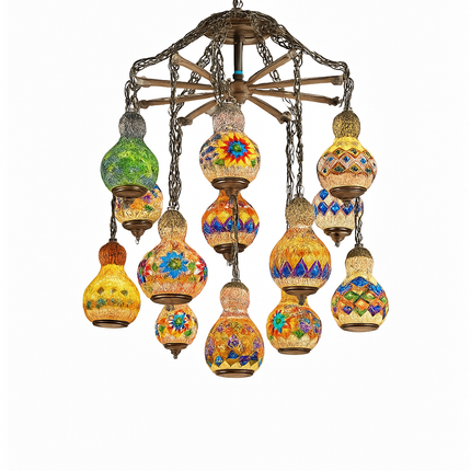 Suspension artisanale en verre mosaïque motif bonhomme de neige asiatique boho — LZ4X9M