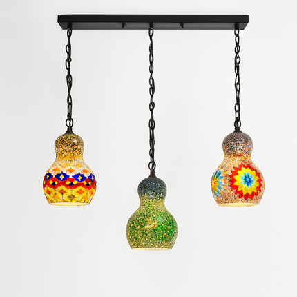 Suspension artisanale en verre mosaïque motif bonhomme de neige asiatique boho — LZ4X9M
