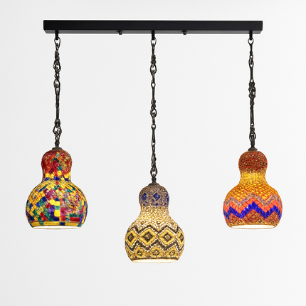 Suspension artisanale en verre mosaïque motif bonhomme de neige asiatique boho — LZ4X9M