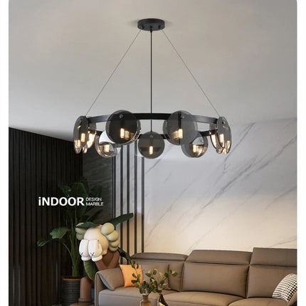 Suspension moderne en verre noir élégante — LZ4X9P2