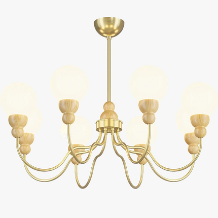 Suspension rétro en verre avec éclairage LED et bois — LZ4X9P