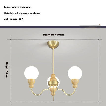Suspension rétro en verre avec éclairage LED et bois — LZ4X9P