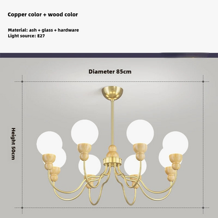 Suspension rétro en verre avec éclairage LED et bois — LZ4X9P