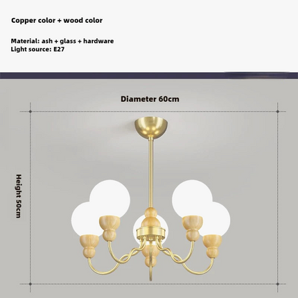 Suspension rétro en verre et bois pour intérieur élégant — LZ4M9Q2F