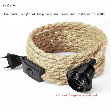 Suspension industrielle rétro avec interrupteur et corde de chanvre — LZ4X9M