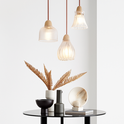 Suspension japonaise design en bois et verre — LZ4X9T1