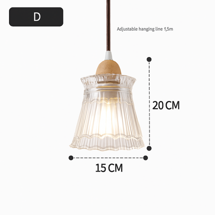 Suspension japonaise design en bois et verre — LZ4X9T1