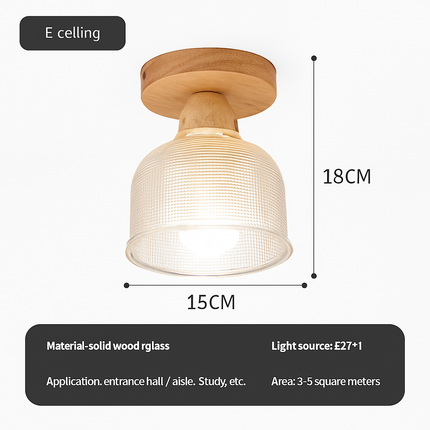 Suspension japonaise design en bois et verre — LZ4X9T1