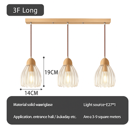 Suspension japonaise design en bois et verre — LZ4X9T1