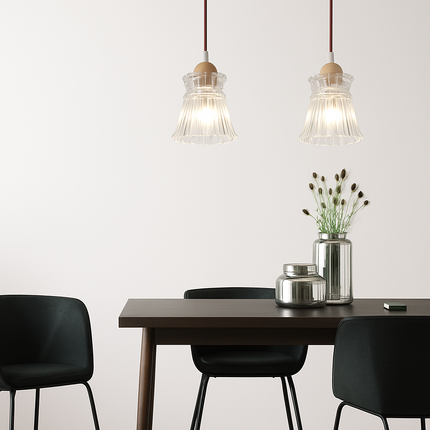 Suspension japonaise design en bois et verre — LZ4X9T1