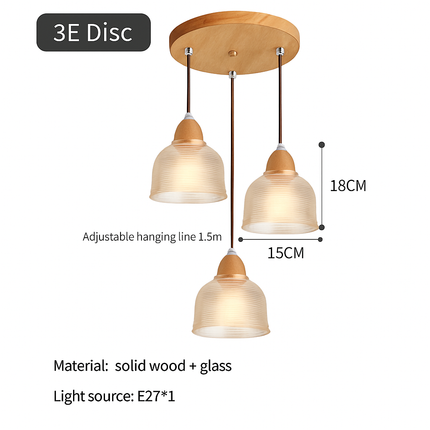 Suspension japonaise design en bois et verre — LZ4X9T1