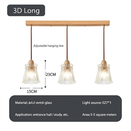Suspension japonaise design en bois et verre — LZ4X9T1