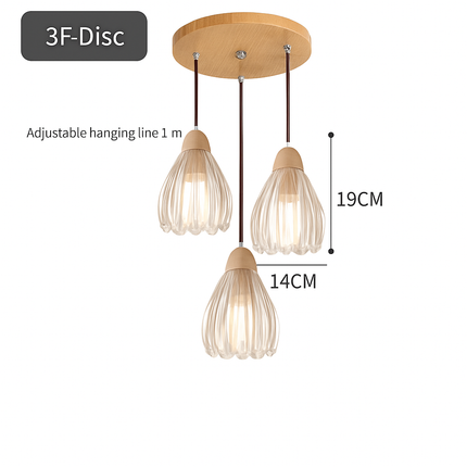 Suspension japonaise design en bois et verre — LZ4X9T1