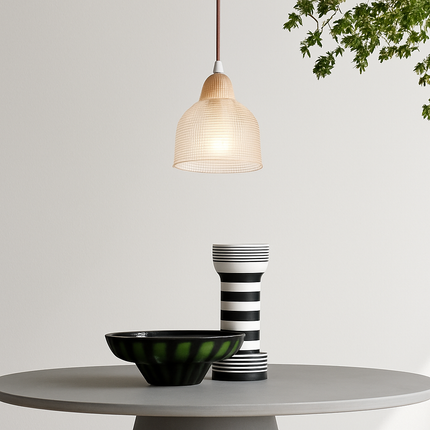 Suspension japonaise design en bois et verre — LZ4X9T1