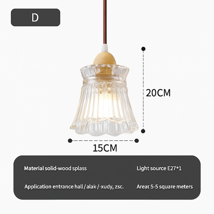 Suspension japonaise design en bois et verre — LZ4X9T1
